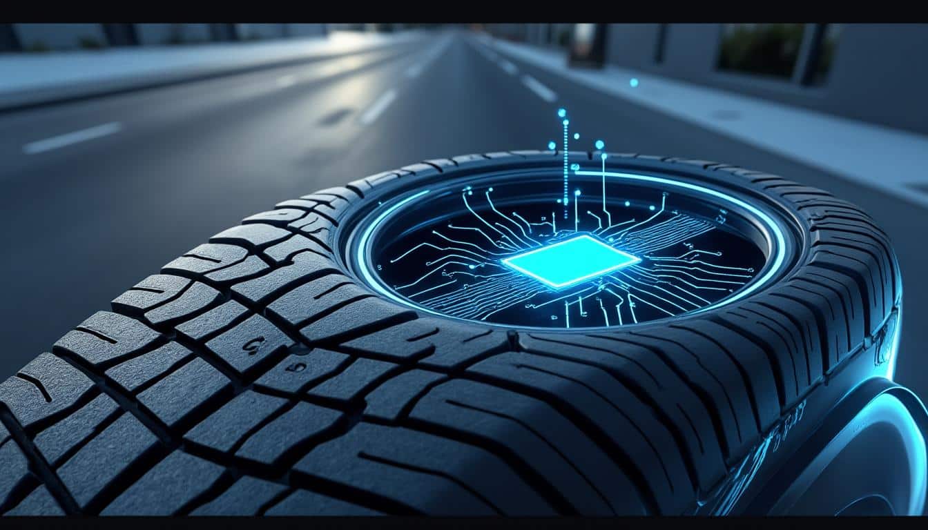 découvrez comment le pneu intelligent communique en temps réel l'état de la chaussée au cerveau de la voiture pour une conduite plus sûre et optimisée.