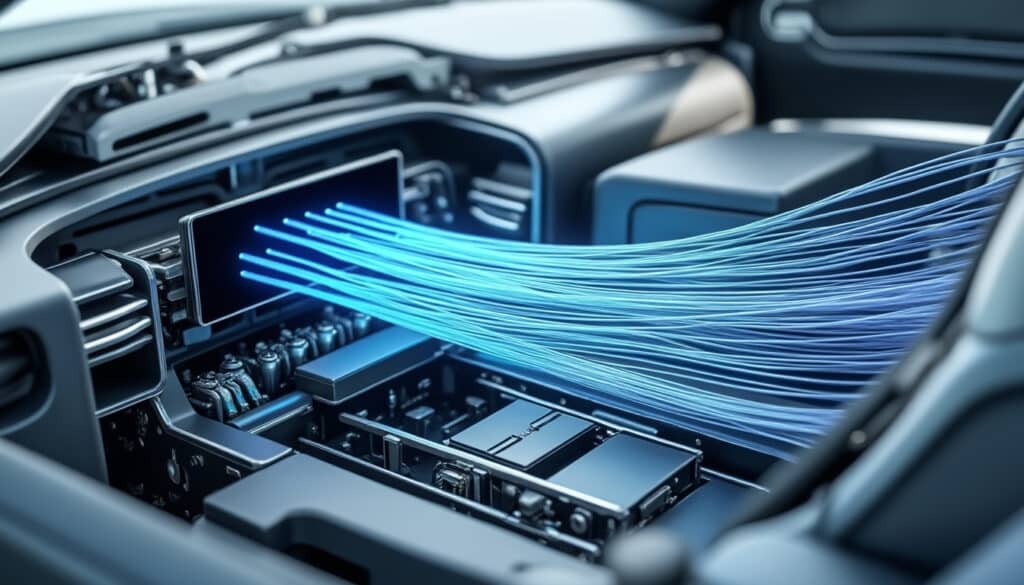 découvrez comment la fibre optique plastique allège le réseau interne des voitures, améliorant ainsi la performance et l'efficacité des véhicules modernes.